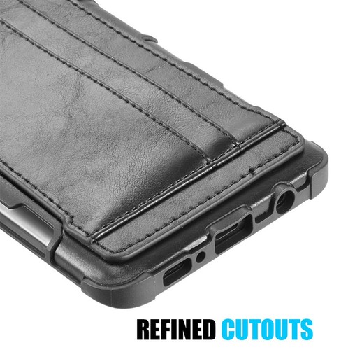 Noir Flexible Caoutchouc Cuir Étui Portefeuilles Id Crédit Carte pour Galaxy - Photo 3 sur 9