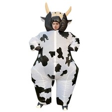 Inflatable Cow Costume Blow-Up Jumpsuit for Halloween Cosplay Party Festival