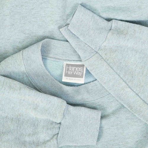 Vintage 90s Blank Raglan Oversized Graphic Sweatshirt XL Womens Light Blue Plain - Picture 5 of 6