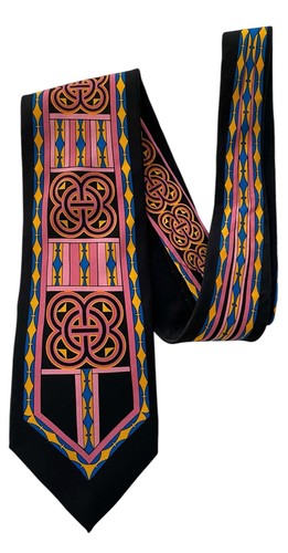 Rush Limbaugh Pink Blue Black Celtic Art Deco Silk Tie No boundaries Collection - Picture 5 of 8