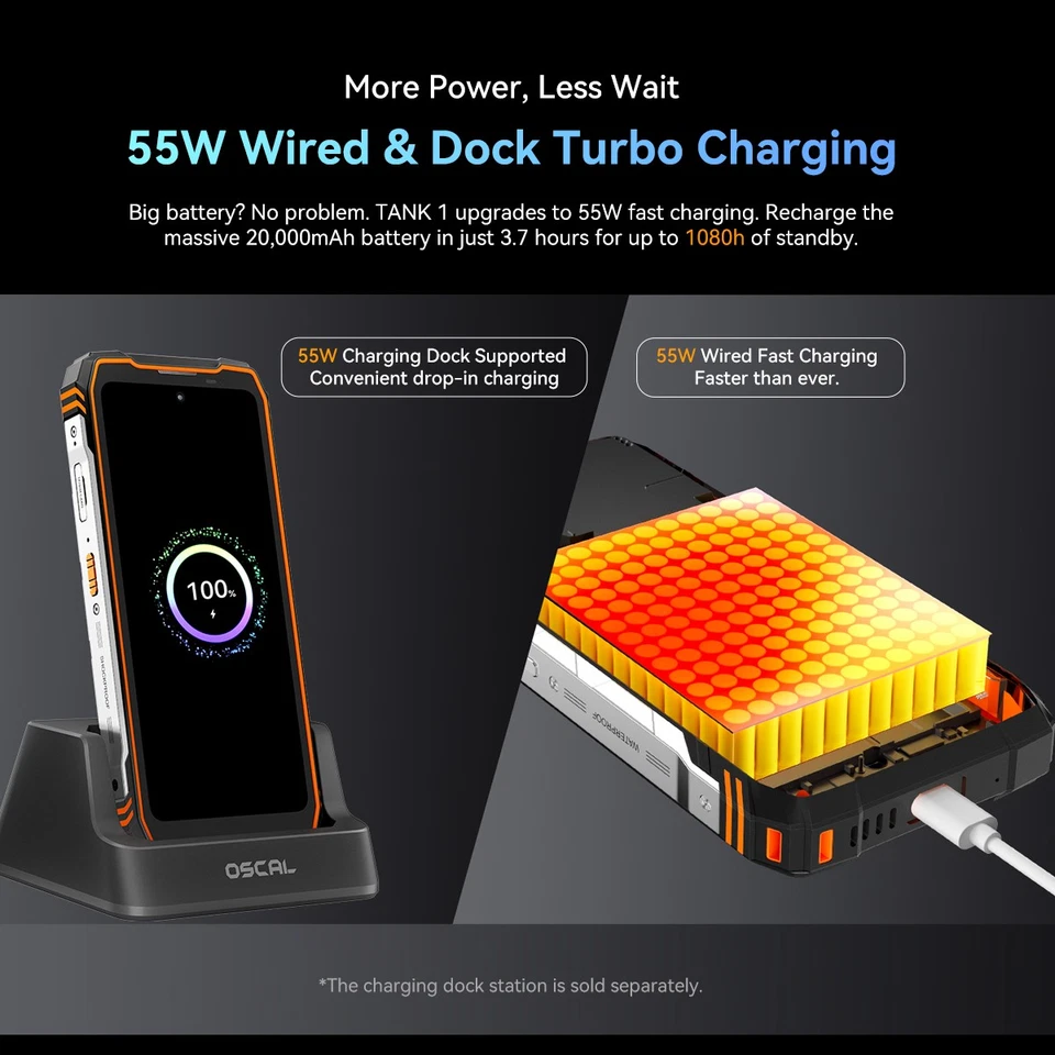 Blackview OSCAL TANK 1 5G Rugged Smartphone 36GB+256GB Android 15 20000mAh NFC - Image 3 of 4