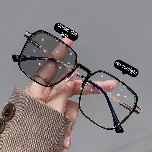 Gafas de lectura cuadradas de gran tamaño anti-luz azul fotocromáticas negras lectores UV - Imagen 17 de 19