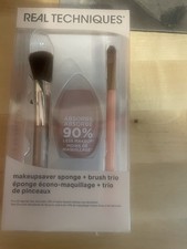 REAL TECHNIQUES MAKEUPSAVER SPONGE  BRUSH TRIO NEW