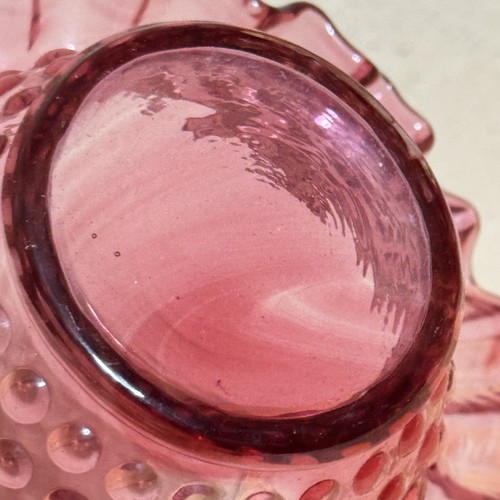 Vintage Fenton lila violett gekräuselt Kunst Glas Schüssel Milchkännchen Nagellack mit Etikett mundgeblasen - Bild 13 von 14