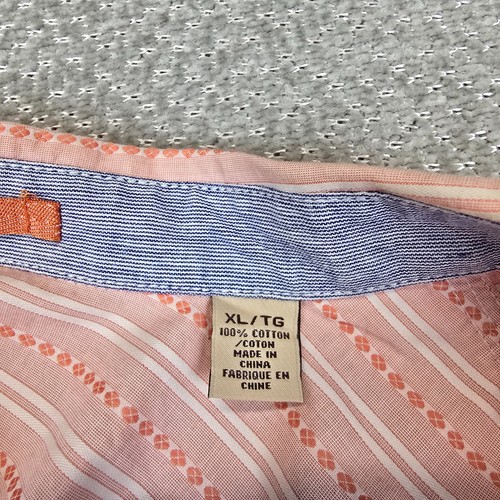 Camisa TOMMY BAHAMA Jeans Island Algodón Artesanal Coral Rayas Tejida Hombres XL/TG - Imagen 9 de 11