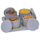Set of 4 Airtight Dry Fruit Classic Container Tray Bluish Grey 450ml