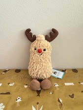Jellycat Amuseable Peanut Reindeer BNWT Rare Retired Fast Shipping
