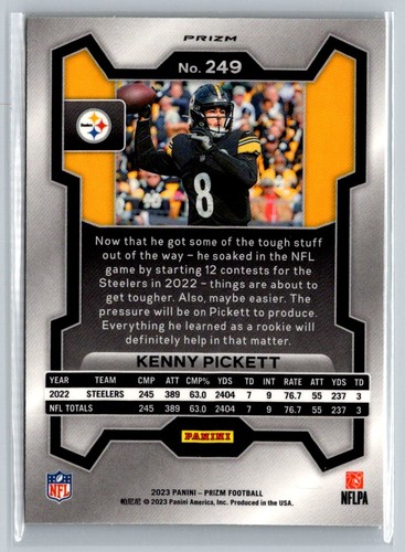 Pulsar verde neón Kenny Pickett #249 Panini Prizm #249 2023 - Imagen 2 de 2