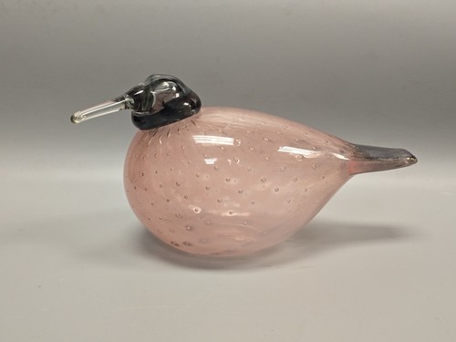 Iittala Oiva Toikka Art Glass Bird 2002 Signed Pink And Metalic Silver - Picture 3 of 24