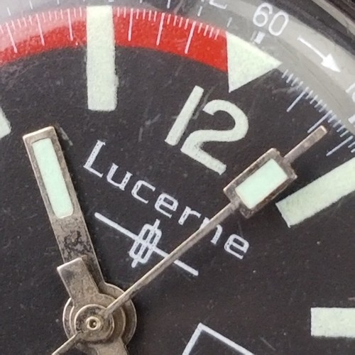 Vintage Taucheruhr Herren Lucerne 5ATM Glow Black Datum Tachymeter VIDEO FUNKTIONIERT! - Bild 6 von 14