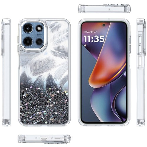 Feather Series Epoxy Glitter Hybrid Case for Motorola Moto G 2025 - Black - Bild 2 von 3