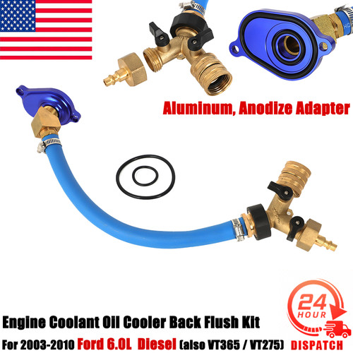 For Ford 6.0L F250 F350 Oil Cooler Flush Kit w/ Adapter Air Pressure Water Tee - Picture 1 of 11