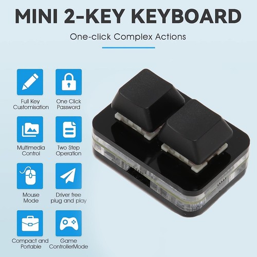 USB 2 Key Mini Keypad Custom RGB LED Backlight Macro Programming Keyboard For FY - Bild 11 von 30
