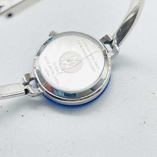 Michele Damen Silber Armreif Uhr 712-018C blaue Lünette römisches Zifferblatt Quarz 3 ATM - Bild 2 von 10