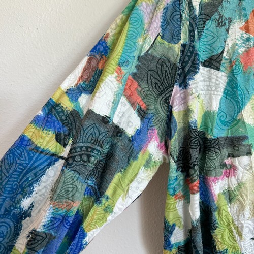 NWT Ali Miles Shirt Womens 1X Abstract Print Crinkle Tunic Button Front Artsy - Bild 5 von 12