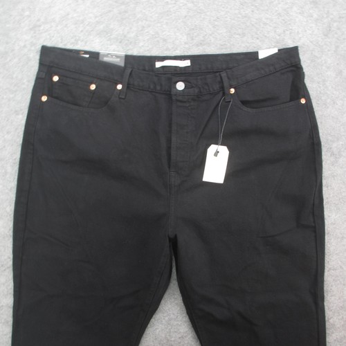 Levis Wedgie Straight Jeans Womens 20W Black High Rise Button Fly Premium Denim - Picture 2 of 13