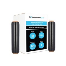 Black Tint Hand Stretch Wrap Cast Narrow Banding 18"x1500' 80 Ga 4 Rolls