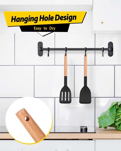 Pack of 2 Silicone Cooking Spatula, Heat Resistant Solid Turner, Non Stick Sl... - Picture 4 of 7
