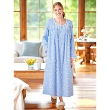 Lanz White Doves Cotton Flannel Nightgown