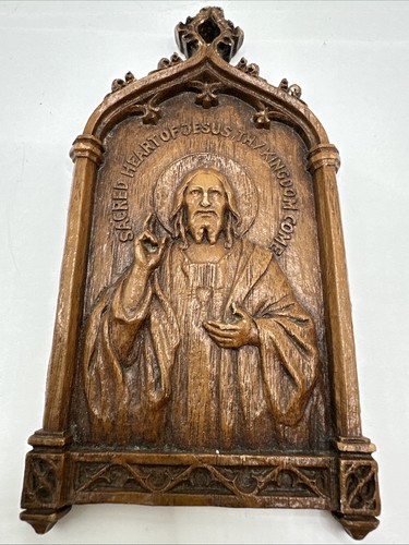 Placa de pared vintage del Sagrado Corazón de Jesús 3" x 5 = 1/2" católica - Imagen 1 de 9