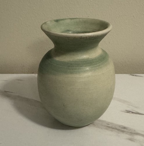 Vintage grün glasierte Keramik Vase Wohnkultur Kunst Studiokeramik 4,5 Zoll - Bild 7 von 9