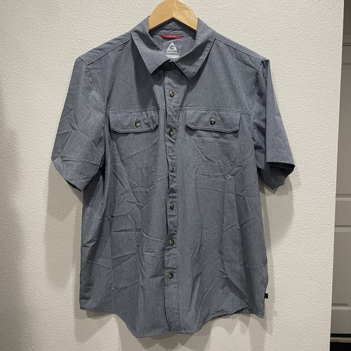 Gerry Men's Short Sleeve Woven Quick Dry Camp Shirt Button Up Gray Outdoor SZ M