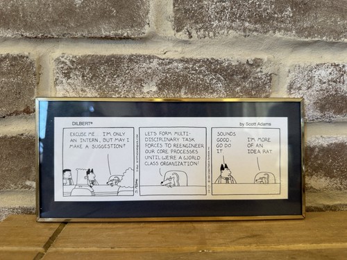 Vintage Dilbert By Scott Adams Desk Art Comic Strip Classcom Inc Framed Embossed - Picture 1 of 3