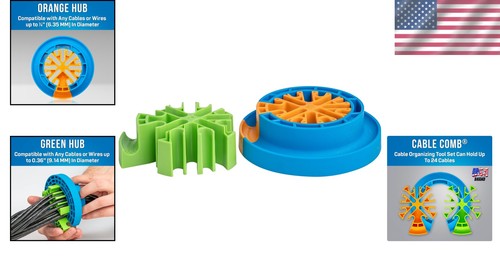 Cable Comb Ultimate Organizer with Green/Orange Hubs - Simplified Cable Handling - Picture 2 of 8