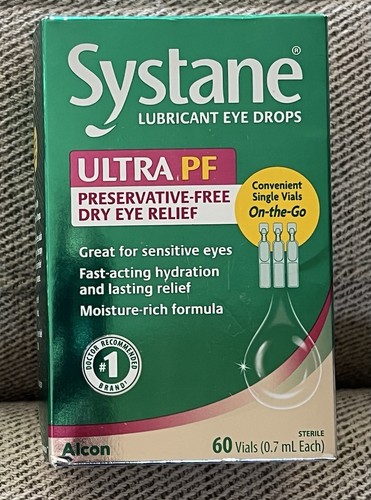 Systane Gleitmittel Augentropfen Ultra PF Linderung trockener Augen 60 Fläschchen EX 2027