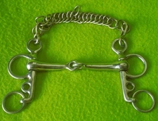 Very Nice Quality 5" Mouth Pelham Snaffle Bit with Curb Chain~ENGLISH~WESTERN
