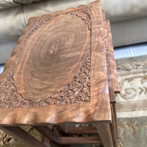 Asian Style Vintage Set/3 Nesting Tables Thinking Indian Rosewood SUPER NICE - Picture 21 of 24