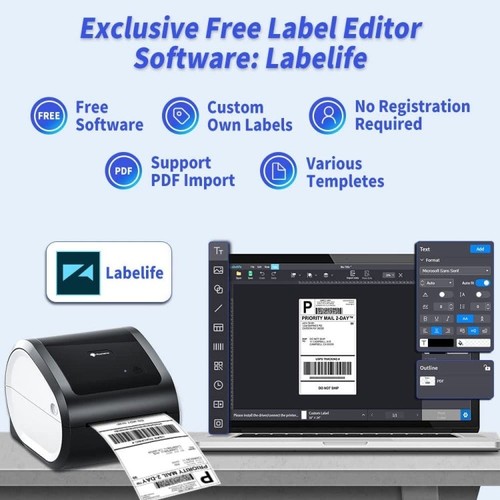 Phomemo D520 Bluetooth Thermal Shipping Label Printer Wireless Desktop Printer. - Afbeelding 5 van 17