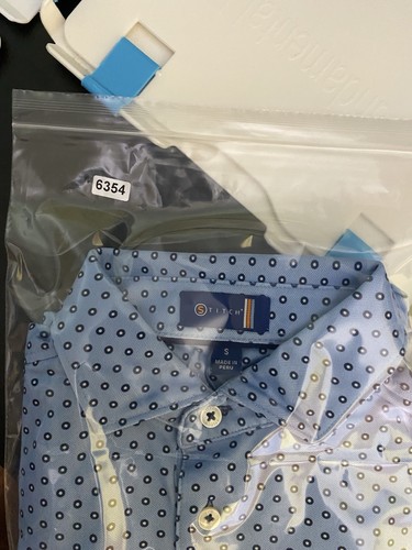 Stitch Shirt Mens Small Blue Geometric Golf Stretch Preppy Casual - Picture 13 of 13