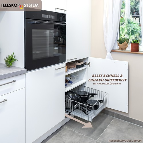 bremermann Schrank-Korbauszug 30 cm Breite // Boden-Teleskopschublade mit Einleg - Bild 2 von 7