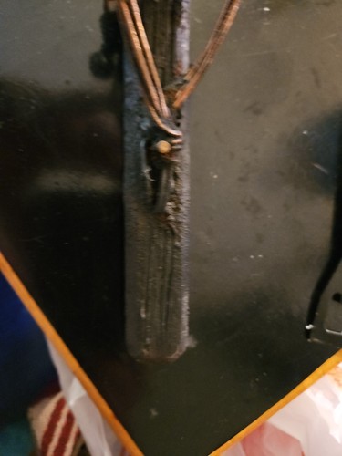 Vtg Bowed Crucifix Brass Wire And Hand Carved Wood 15x 6" - Picture 7 of 9