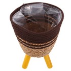 Bohemian Woven Flower Basket With Wooden Legs Decorative Floor Plant Pot Stand