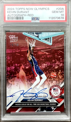 Kevin Durant 4/10 PSA 10 Olympics On Card Autograph Red 2024 Topps Now POP 2