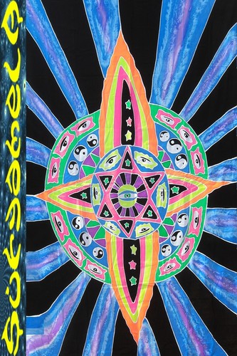 ARAZZO sfondo UV attivo flouro goa psy decorazione decorazione trance rave striscione panno - Foto 12 di 18