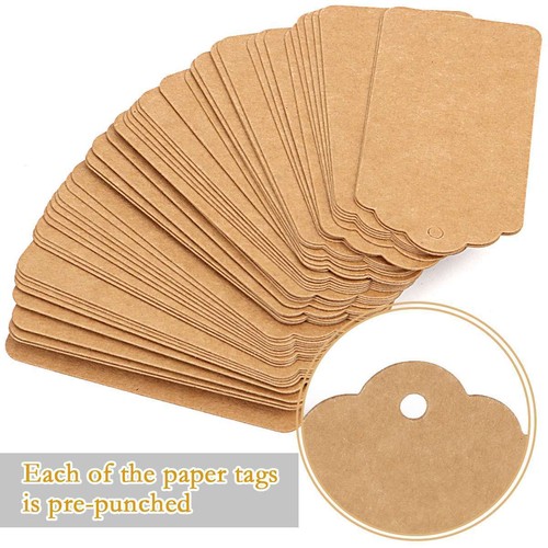 100-Pack Brown Paper Gift Tags, Large Blank Merchandise Price Labels 3.7*1.8" - Picture 9 of 11