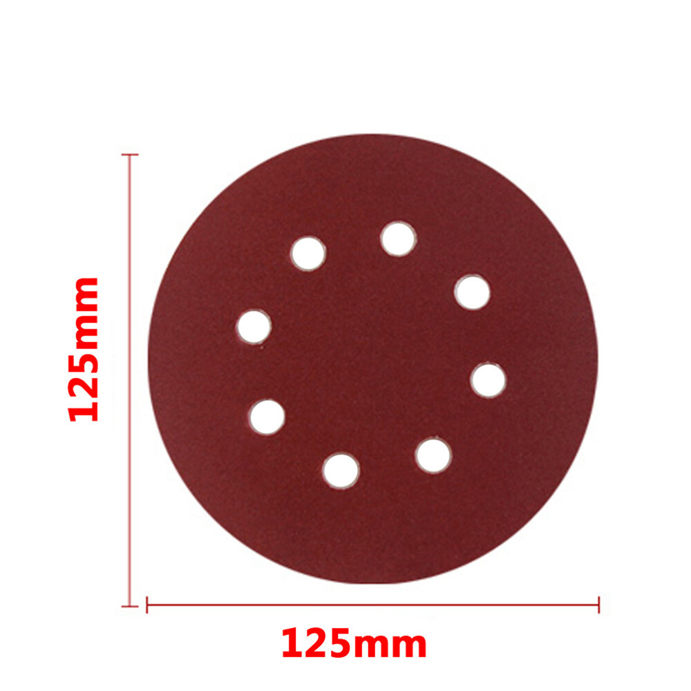 100PCS 125mm 8Hole Sanding Discs Hook and Loop Orbital Sander Pads