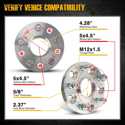 4x Wheel Spacers 15mm Adapter 5X4.5-M12x1.5 Thread Pitch For 09-2023 Toyota RAV4 - Picture 10 of 16