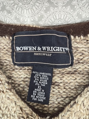 Bowen & Wright Menswear Lambswool Blend V Neck Sweater Brown Beige XL Yak Alpaca - Bild 2 von 6