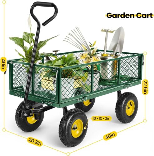 Farm Garden Carts Heavy Duty Yard Dump Wagon Cart Steel Lawn Utility Cart 680lb - Picture 13 of 40