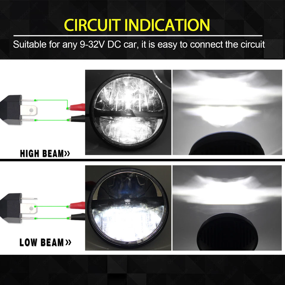 2X 7Inch LED Headlights For Land Rover Defender Headlamp RHD Hi/Lo Beam 90 110 - Image 3 of 4