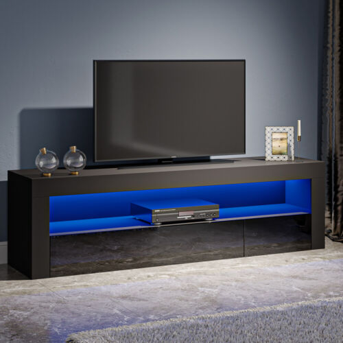 Modern TV Unit Stand High Gloss Doors Entertainment Unit Cabinet RGB LED Light - Picture 18 of 26
