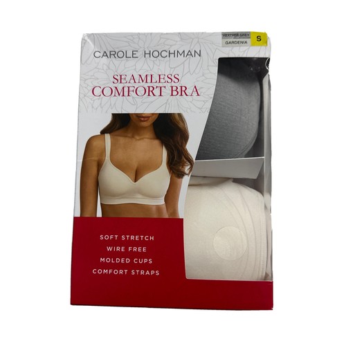 Carole Hochman 32B 32C 34B 2-PACK Seamless Bra Grey/Gardenia NEW Open Small - Picture 1 of 14