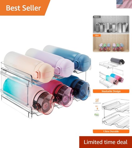 Stackable Bottle Organizer for Kitchen Pantry & Fridge Storage, 6-Bottle 2-Pack
