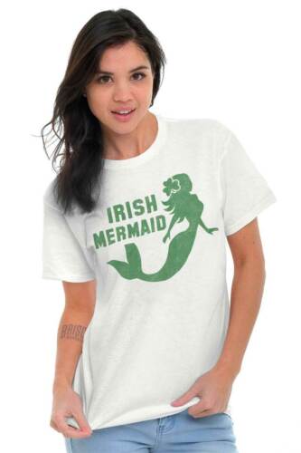Cute Irish Girl Shamrock St Pattys Day Lucky Womens Graphic Crewneck T Shirt Tee - Picture 3 of 11