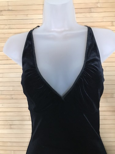 Vintage 90s sz P Betsey Johnson Black Velvet Strappy Y2K VTG Bodycon Dress - Picture 7 of 8
