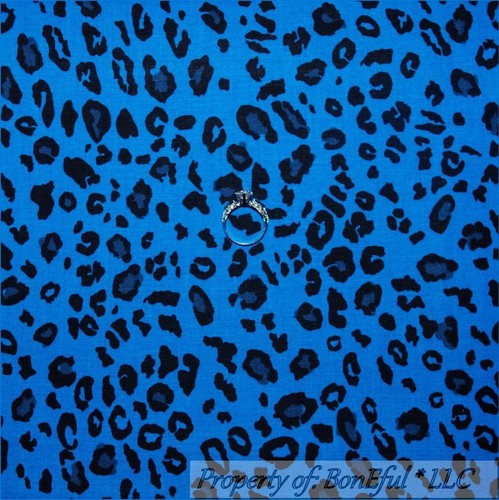 BonEful Fabric FQ Cotton Quilt Blue Black Gray Dot Leopard Skin Animal Print USA - Picture 9 of 13